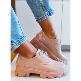 Mokasíny Pragma Nude s vysokou podrážkou béžový růžový 1