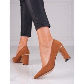 Goodin SHELOVET Lodičky na semišovém podpatku hnědý 1