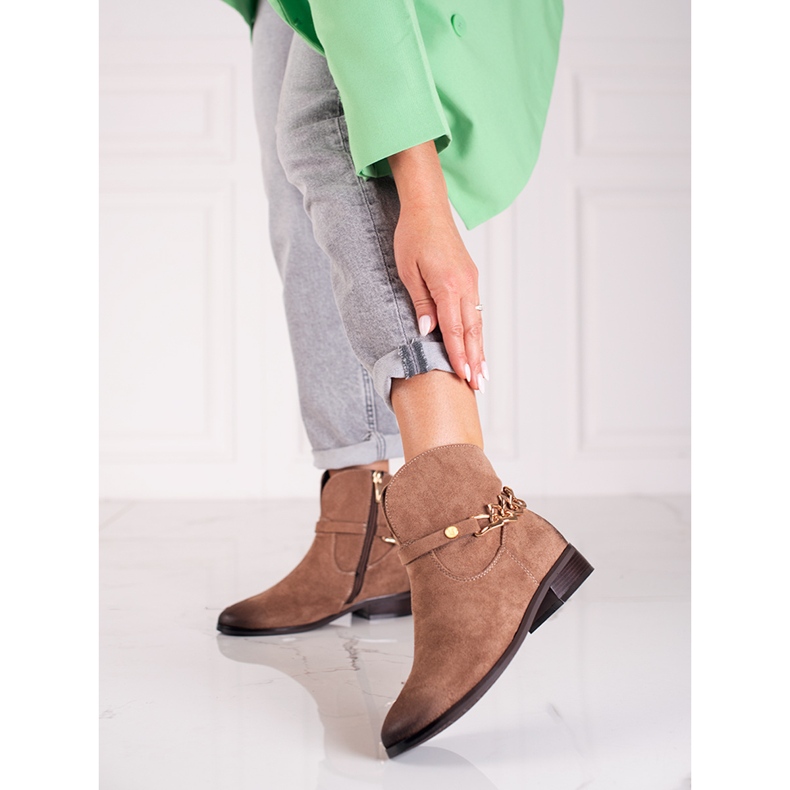 W. Potocki Dámské boty Potocki, kovbojské boty s řetízkem hnědý 1