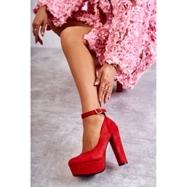 WS1 Semišové lodičky na platformě Rivia červené 2