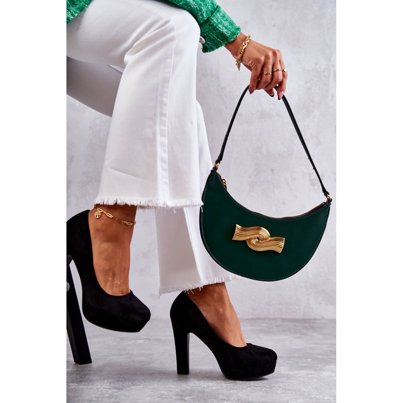 WS1 Klasické semišové lodičky na patě černé Soro černá 1