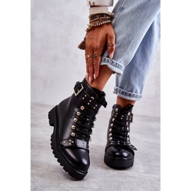 PG1 Černé boty z ekokůže Sabine s ozdobným páskem černá 2