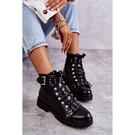 PG1 Černé boty z ekokůže Sabine s ozdobným páskem černá 1