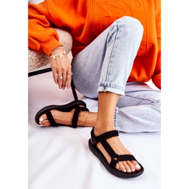 Dámské semišové sportovní černé sandály černá 4 Dámské semišové sportovní černé sandály černá 4