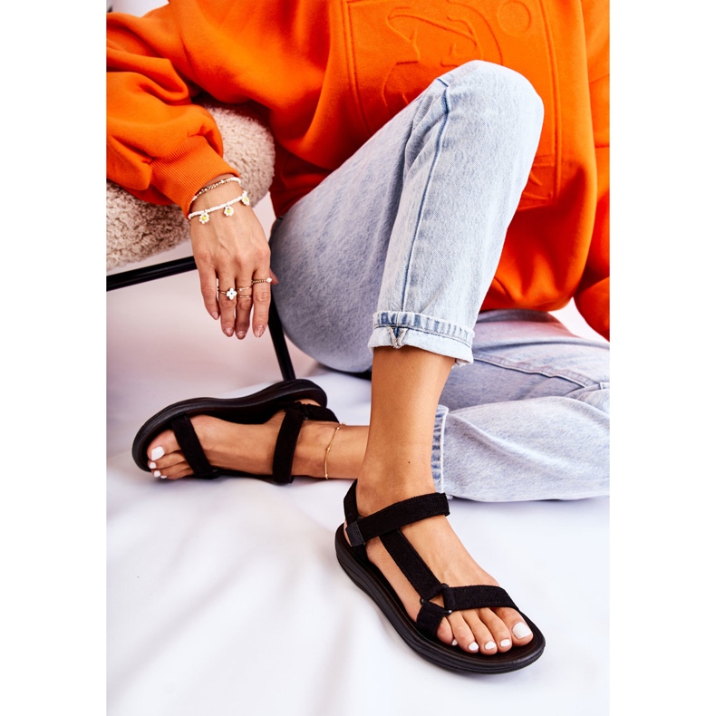 Dámské semišové sportovní černé sandály černá 4 Dámské semišové sportovní černé sandály černá 4