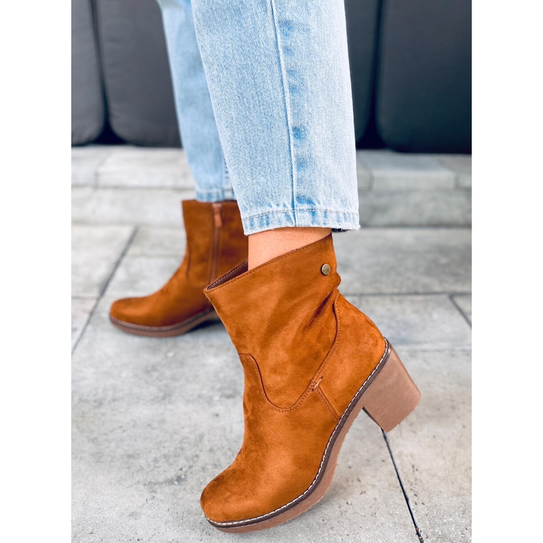 Gumové boty na podpatku Linzi Camel hnědý 2