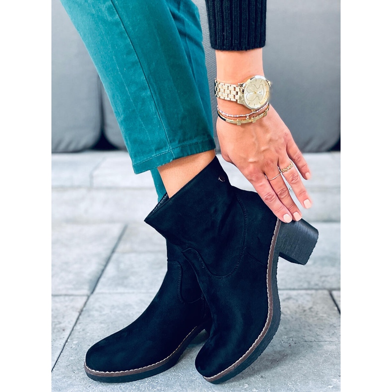 Černé gumové boty na podpatku Linzi černá 1