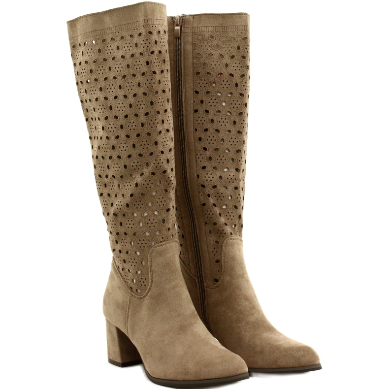 M.Daszyński Prolamované Boty Na Baru Béžová SA156-10 béžový 2