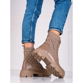 Dámské šněrovací prošívané tašky Shelovet béžový hnědý 1