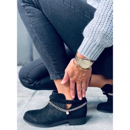 Vykrojené kozačky s řetízkem Cupro Black černý 1