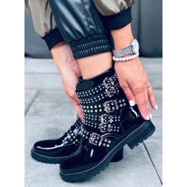 Lakované kozačky s cvočky Tatum Black Mirror černý 2