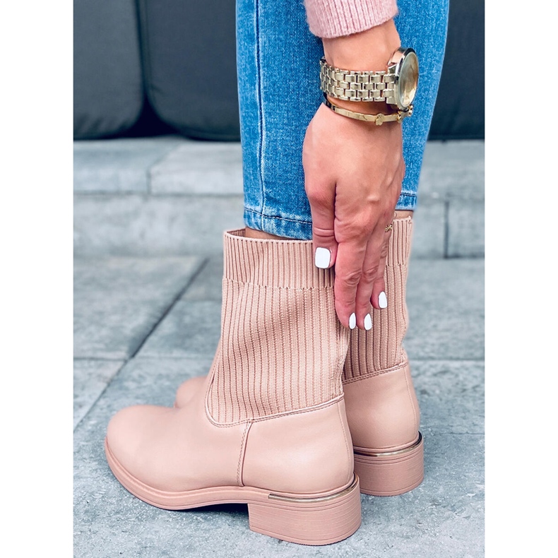 BM Sendi Nude ponožkový svršek kotníkové boty béžový 2