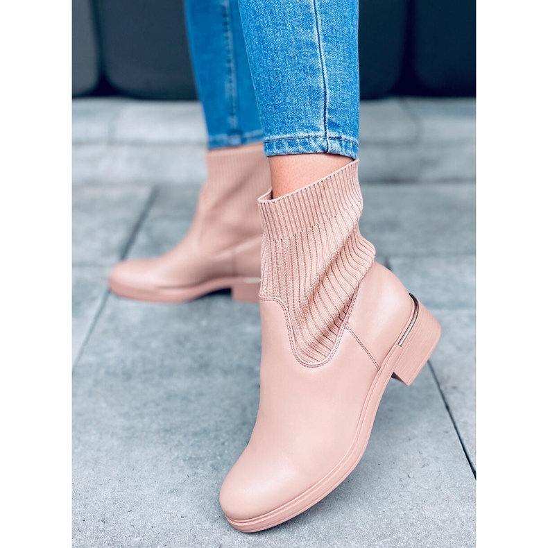 BM Sendi Nude ponožkový svršek kotníkové boty béžový 1