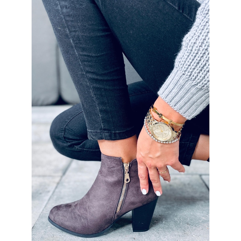 Semišové boty Antone Grey na vysokém podpatku šedá 2