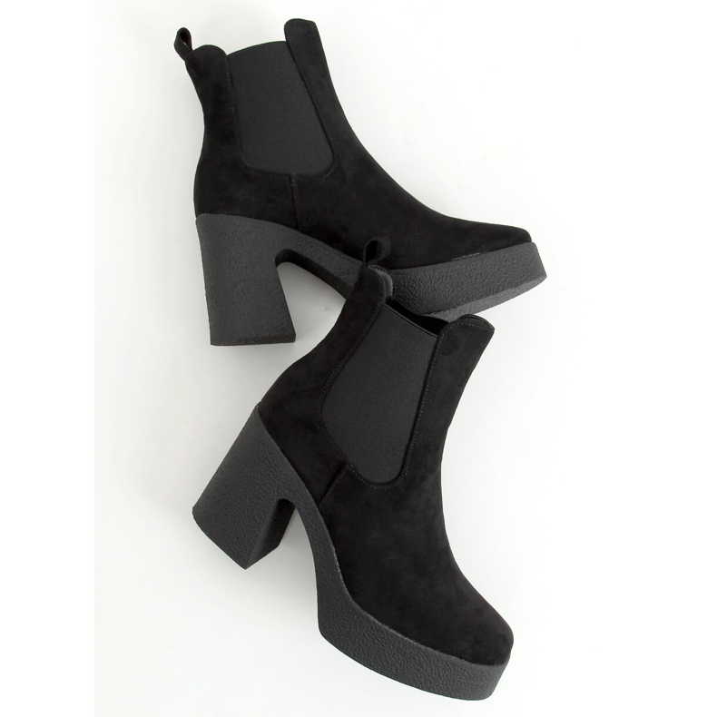 Kozačky na gumovém podpatku Amelda Black černá 1