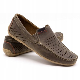 Olivier Pánské boty mokasín 906 na letní hnědé šedá 3