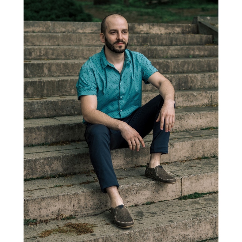 Olivier Pánské boty mokasín 906 na letní hnědé šedá 5