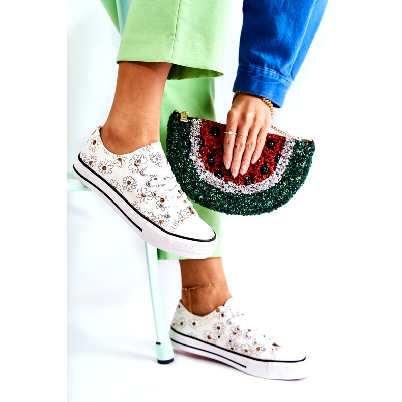 PS1 Dámské nízké tenisky s bílými květy Janey 5