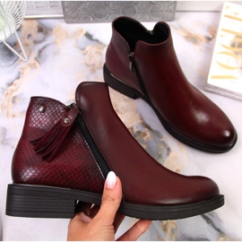 Dámské kotníkové boty Jodhpur snake skin Vinceza bordó červený 1