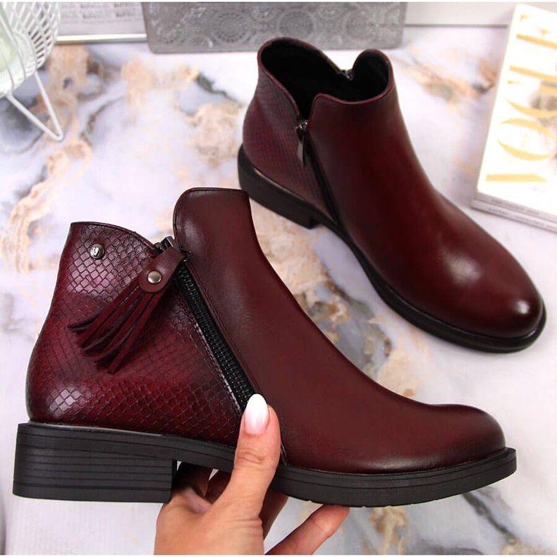 Dámské kotníkové boty Jodhpur snake skin Vinceza bordó červené 1