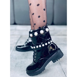 Lakované tašky s perlami Beni Black černý 1