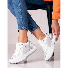 Bílé dámské sportovní boty Shelovet se třpytkami bílý 1