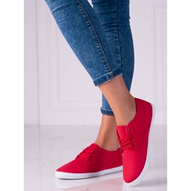 Lehké dámské látkové tenisky Shelovet červené barvy 2