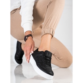 Klasické sportovní dámské tenisky Shelovet z ekologické kůže černé barvy černá 2