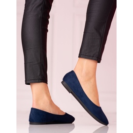 W. Potocki Námořnicky modré dámské baleríny Potocki vyrobené z ekologického semiše modrý 1