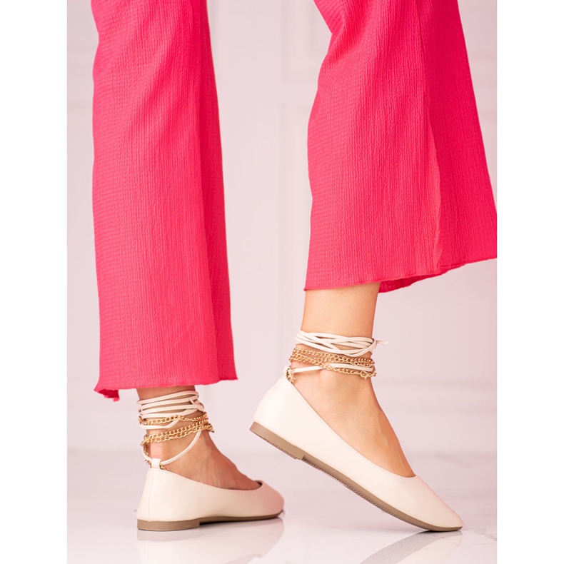 Dámské béžové baleríny Shelovet s řetízky béžový 1