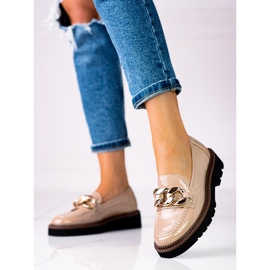 Dámské mokasíny na platformě Vinceza z lakované kůže, béžová béžový hnědý 1 Dámské mokasíny na platformě Vinceza z lakované kůže, béžová béžový hnědý 1