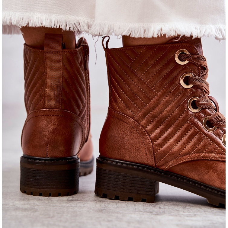 PG1 Kožené Prošívané Kozačky S Hnědým Oteplením Torino 2