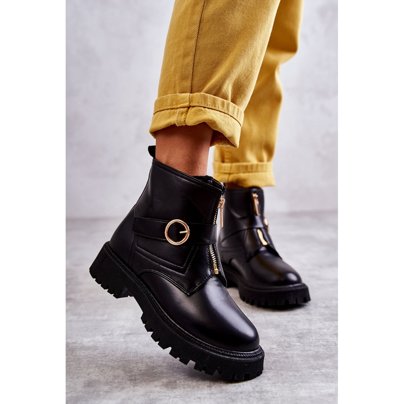 FD1 Kožené černé Teplé Kozačky Se Zipem Verina černá 2 FD1 Kožené černé Teplé Kozačky Se Zipem Verina černá 2