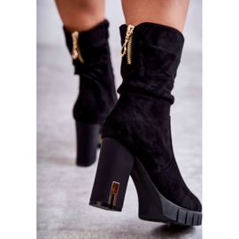 PG1 Semišové Vysoké Boty Na Podpatku Black Volter černá 2 PG1 Semišové Vysoké Boty Na Podpatku Black Volter černá 2