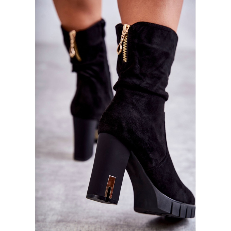 PG1 Semišové Vysoké Boty Na Podpatku Black Volter černá 2 PG1 Semišové Vysoké Boty Na Podpatku Black Volter černá 2