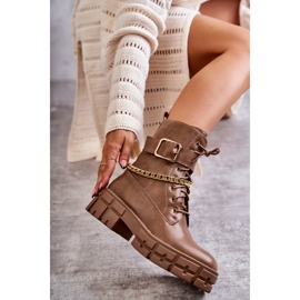 PG1 Módní dělnické boty s hnědým řetízkem Solesso 1 PG1 Módní dělnické boty s hnědým řetízkem Solesso 1