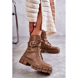 PG1 Módní dělnické boty s hnědým řetízkem Solesso 2 PG1 Módní dělnické boty s hnědým řetízkem Solesso 2