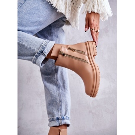 PG1 Dámské kožené kozačky na zip Béžová Navarra béžový 2