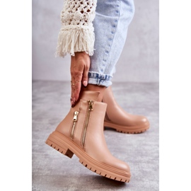 PG1 Dámské kožené kozačky na zip Béžová Navarra béžový 1