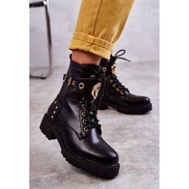 PG1 Kožené Dámské Kozačky S Cvoky Černá Leticia 1