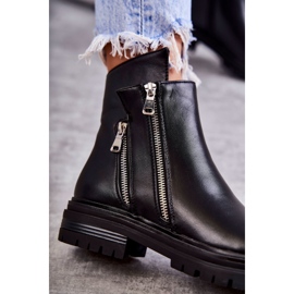 PG1 Dámské kožené kozačky se zipem černá Navarra černý 1