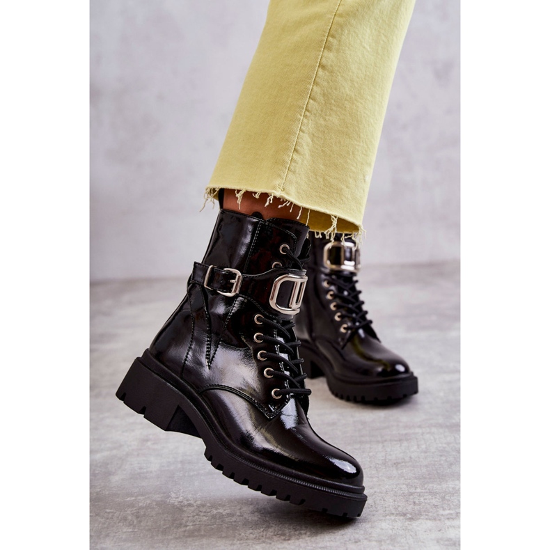 PG1 Lakované teplé dámské kozačky černé Costello černá 2