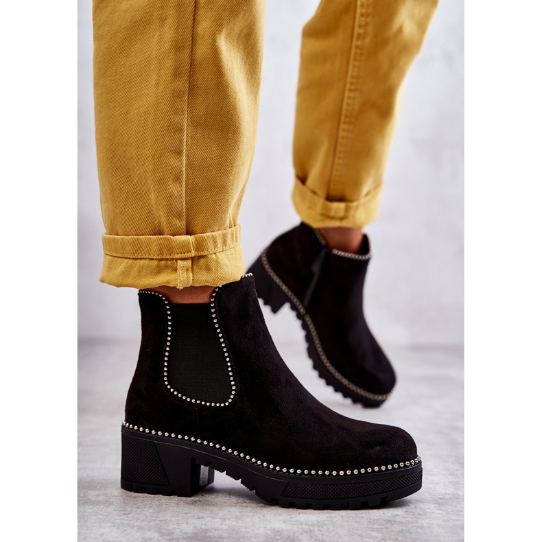 PG1 Dámské černé kozačky Afaries s cvočky černá 1