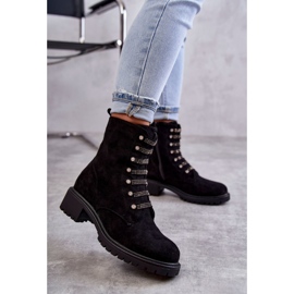 PG1 Černé semišové kozačky Malesia s ozdobnými pruhy černá 1