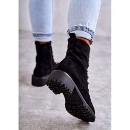 PG1 Černé semišové kozačky Malesia s ozdobnými pruhy černá 2