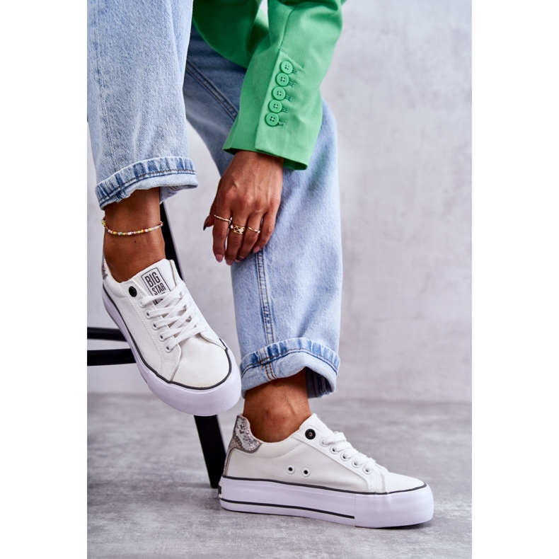 Dámské Materiál Sneakers Big Star KK274037 Bílé bílý 1