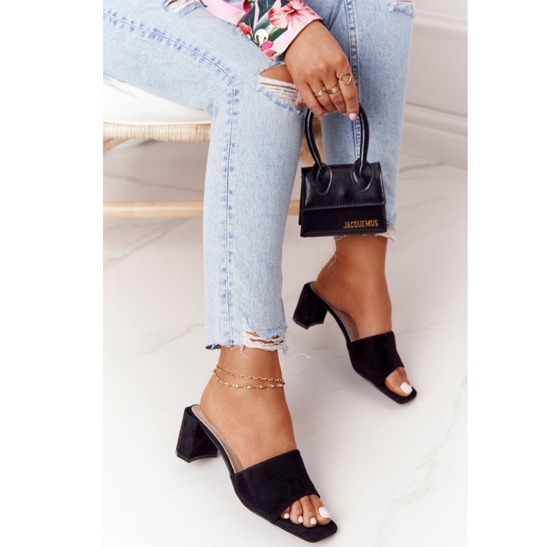 Semišové sandály na vysokém podpatku S.Barski 238-S1 Black černá 1