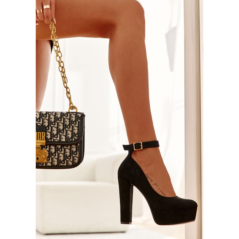 Semišové lodičky na černé platformě Rivia černá 2 Semišové lodičky na černé platformě Rivia černá 2