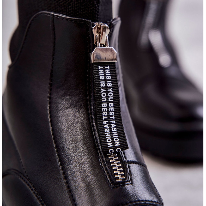 Dámské Ponožkové Kozačky Se Zipem Černý přístřešek černá 2 Dámské Ponožkové Kozačky Se Zipem Černý přístřešek černá 2