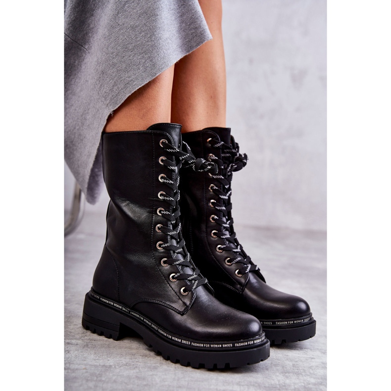 PG1 Vysoké zateplené dámské boty se zavazováním černá Darla 1